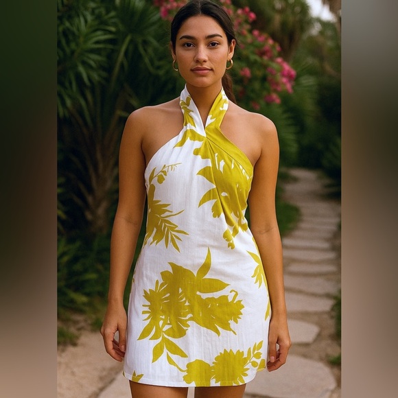 Hello Molly Halter Floral Mini Dress Summer Resort Vacation Festival Wedding - Picture 1 of 8